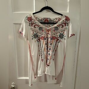 Johnny Was embroidered white tunic
